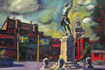 Памятник шведскому королю Карлу XII в Стокгольме. Холст, масло. 80х100